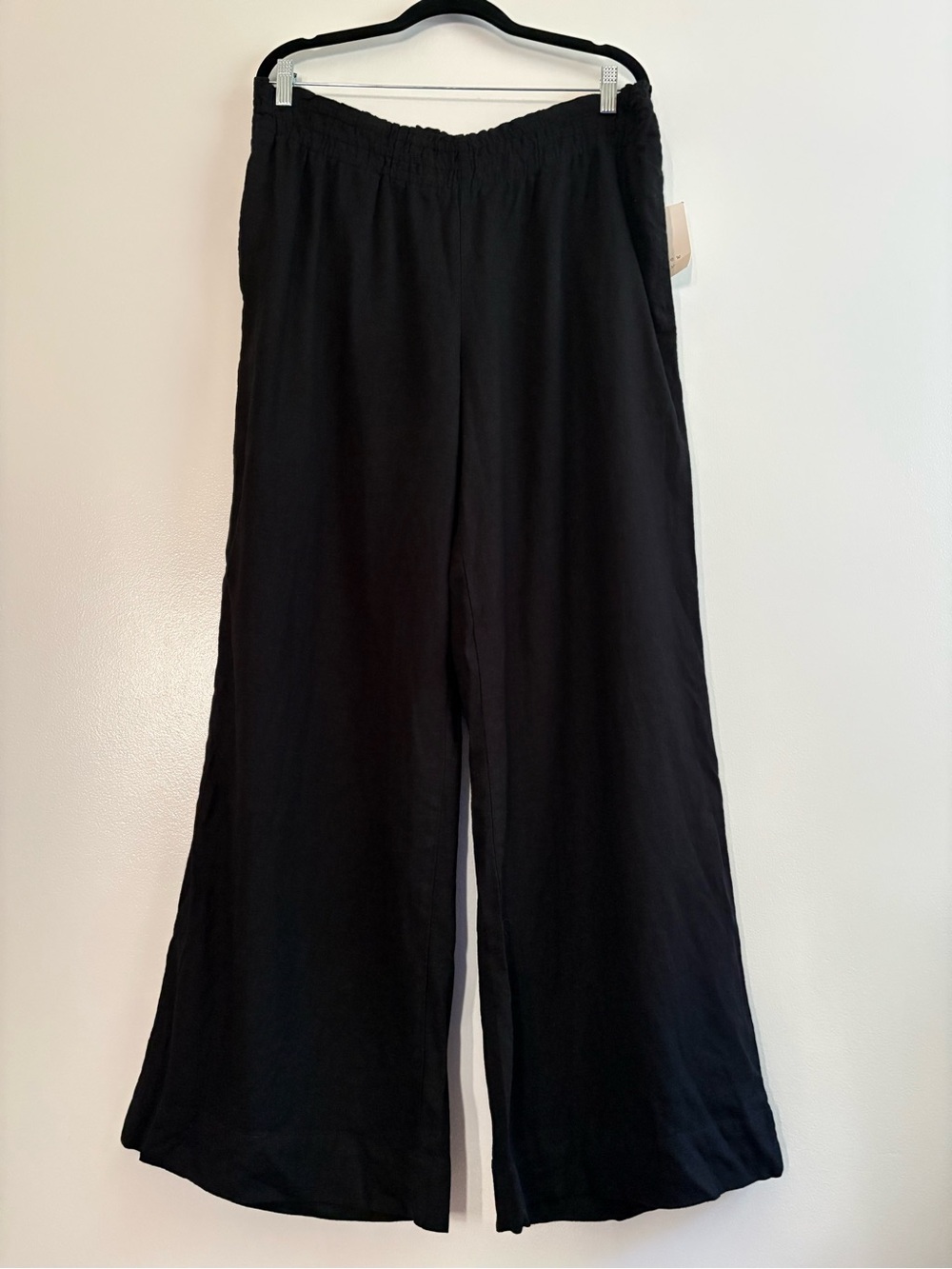 NWT A New Day High Rise Linen Wide Leg Pull-On Pants Black Large